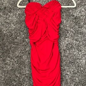 Red sleeveless form fitting dress